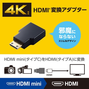 HDMI変換アダプタ 【Mini HDMI(タイプC)オス - HDMI(タイプA)メス】 4K 60P スリムコネクタ エレコム