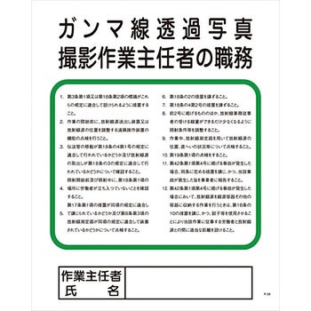 作業主任者の職務標識 グリーンクロス