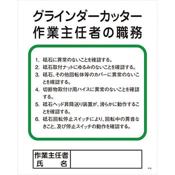 作業主任者の職務標識 グリーンクロス