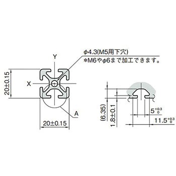 20×20ストラットプロファイル5 イマオコーポレーション