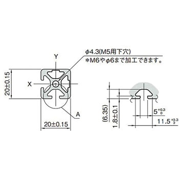 20×20ストラットプロファイル5 イマオコーポレーション
