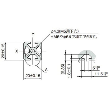 20×20ストラットプロファイル5 イマオコーポレーション
