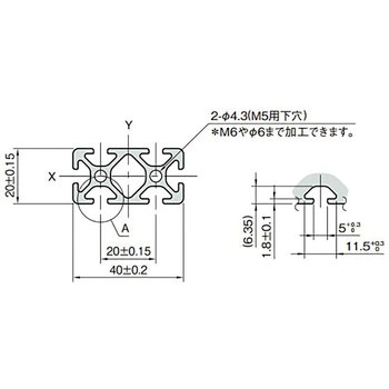 40×20ストラットプロファイル5 イマオコーポレーション