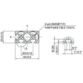 40×20ストラットプロファイル5 イマオコーポレーション