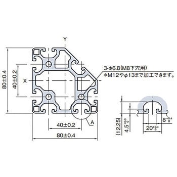 APL8080N 80×80 アングル プロファイル 軽量型 1本(1m) イマオ