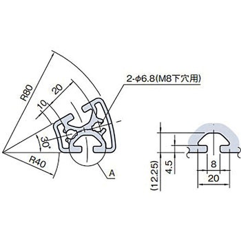 R40/80-30°ラウンドプロファイル イマオコーポレーション
