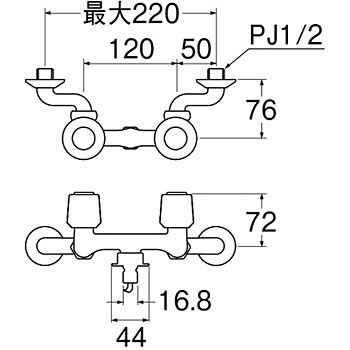 未使用】 SANEI K1311TV-LH-13 ツーバルブ式洗濯機用混合栓 温水を使用