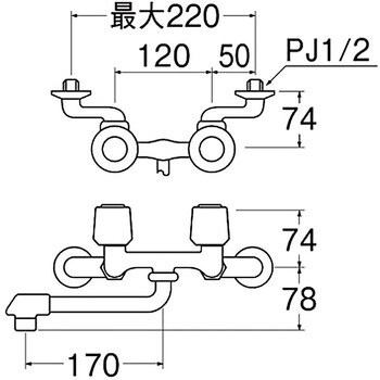 K11DK-LH-13 ツーバルブ混合栓 1個 SANEI 【通販サイトMonotaRO】