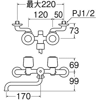 ツーバルブシャワー混合栓