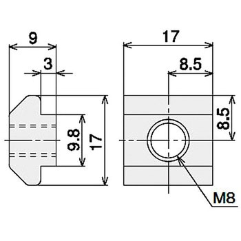 S TナットL(M8)B SUS(エスユーエス)