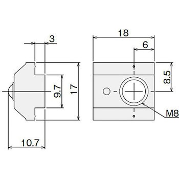 STナット ストッパー付L(M8)B SUS(エスユーエス)