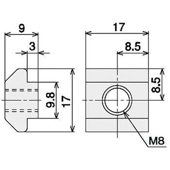 TナットL(M8)B SUS(エスユーエス)