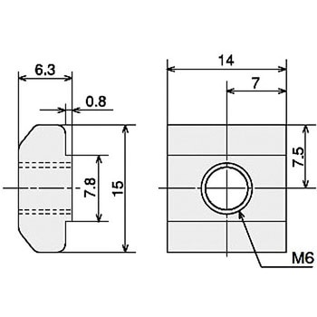 TナットS(M6)B SUS(エスユーエス)