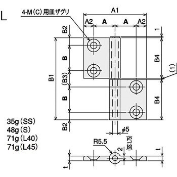 旗蝶番L40(M6)-Lキット SUS(エスユーエス)