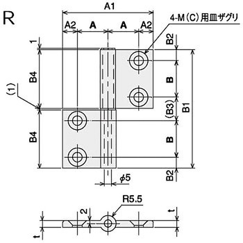 旗蝶番L40(M6)-R SUS(エスユーエス)