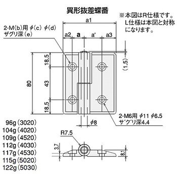 抜差蝶番30 L Sus エスユウエス アルミフレーム用その他部品 通販モノタロウ Sfa 2d2p