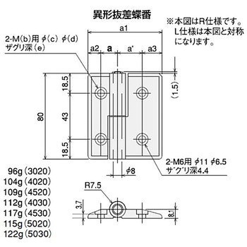 抜差蝶番4030-Rキット SUS(エスユーエス)