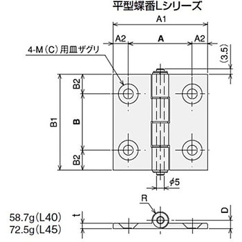 平型蝶番L40(M6)キット SUS(エスユーエス)