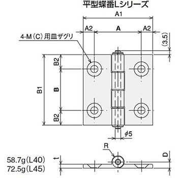 平型蝶番L45(M6)ステンキット SUS(エスユーエス)