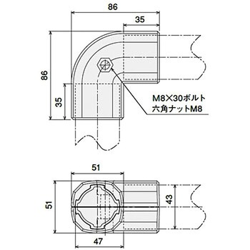アングルコネクタアウター型G SUS(エスユーエス)
