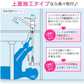 ガオナ シングルレバー混合栓 キッチン用 (台付 上面施工 簡単取付 分水孔つき 節水 寒冷地用) - GAONA(ガオナ)