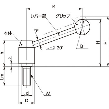 テンションレバー(おねじ) NBK(鍋屋バイテック会社)