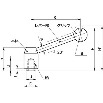 テンションレバー(めねじ) NBK(鍋屋バイテック会社)