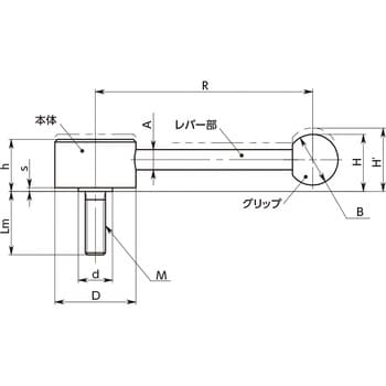 LNFMS-40-M12-32-D フラットテンションレバー(おねじ) 1個 鍋屋