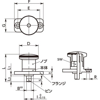 フランジつきインデックスプランジャ - ロック機構つき - コンパクトタイプ NBK(鍋屋バイテック会社)