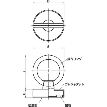 ホルダつきマグネット - ゴムジャケットタイプ(操作リングつき) NBK(鍋屋バイテック会社)
