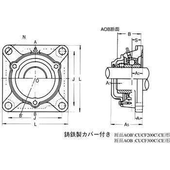 CUCF214C 角フランジ形ユニット 鋳鉄製カバー付き 片側ゴムシール付き