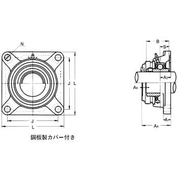 UCF213E 角フランジ形ユニット 鋼鈑製カバー付き 片側軸端 1個 旭精工