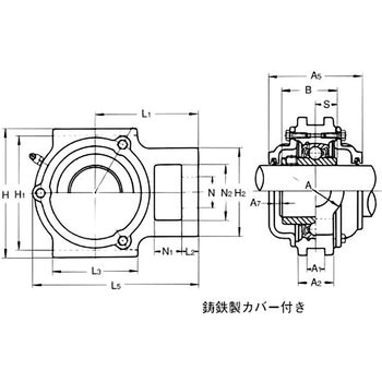 重荷重用テークアップ形ユニット 鋳鉄製カバー付き 両側共ゴムシール付き 旭精工