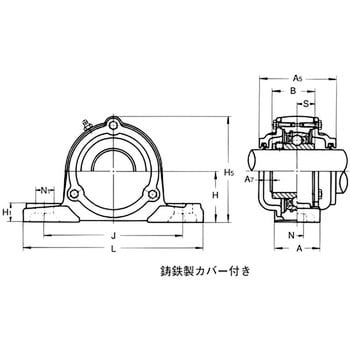 重荷重用ピロー形ユニット 鋳鉄製カバー付き 片側軸端 旭精工