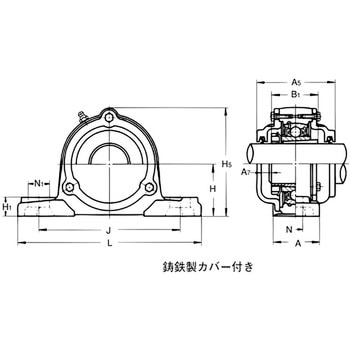 重荷重用ピロー形ユニット テーパ穴 鋳鉄製カバー付き 片側軸端 旭精工