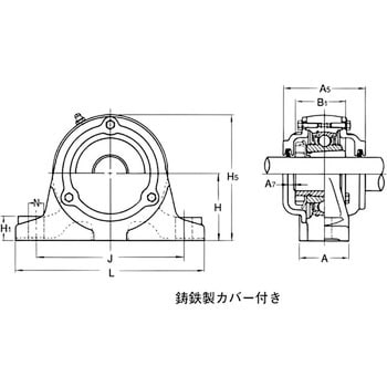 重荷重用ピロー形ユニット テーパ穴形 鋳鉄製カバー付き 片側軸端 旭