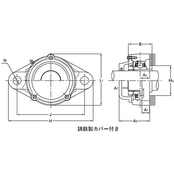 ひしフランジ形ユニット テーパ穴形 鋳鉄製カバー付き 片側ゴムシール付き - 旭精工