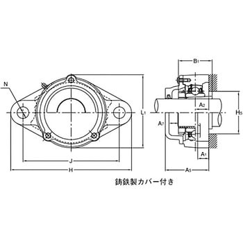 ひしフランジ形ユニット テーパ穴形 鋳鉄製カバー付き 片側軸端 - 旭精工