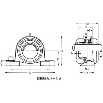 ピロー形ユニット 鋼鈑製カバー付き 片側軸端 旭精工