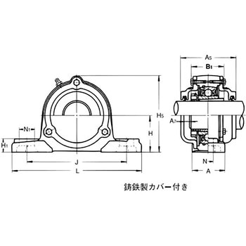 ピロー形ユニット テーパ穴形 鋳鉄製カバー付き 両側共ゴムシール付き 旭精工