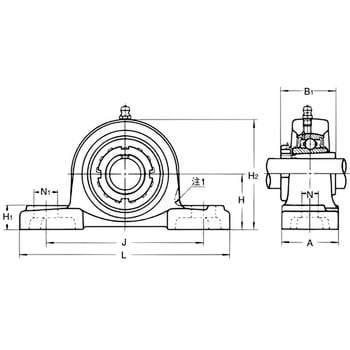 UKP308 重荷重用ピロー形ユニット テーパー穴形 1個 旭精工 【通販