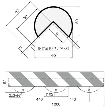 バンパープロ コーナータイプΦ62 金具付 岩田製作所