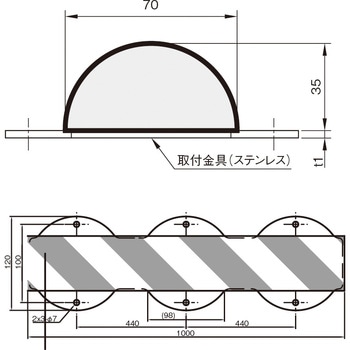 バンパープロ フラットタイプΦ70 金具付 岩田製作所