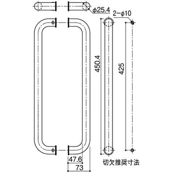 S725g M P425 引戸用ドアハンドル S725g Sys シブタニ ステンレス 寸法p 425mm 寸法l 450 4mm S725g M P425 1組 通販モノタロウ