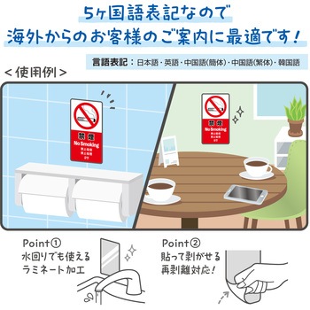 注意喚起ステッカー 5か国語表示 ササガワ