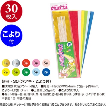 七夕飾り 短冊 穴アキ こより付 ササガワ