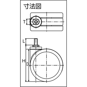 ねじ込み双輪キャスター KTタイプ(ボルト取付) エラストマー車輪 東信製作所