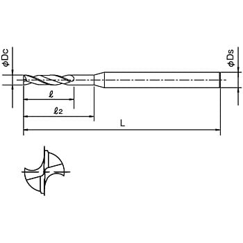 ADFLS-2D 4.4 超硬フラットドリル ロングシャンク 2Dタイプ ADFLS-2D 1