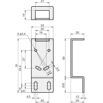 センサブラケット レーザーセンサ用(OMRON社) 岩田製作所