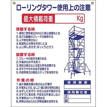 安全標識(脚立・ローリングタワー) つくし工房 持込許可証他 【通販モノタロウ】